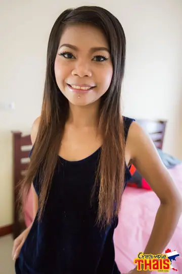 Petite Asian Babe Strips and Spreads on the Bed