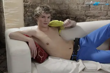 Blonde Sucks Cock and Takes Anal on the Sofa