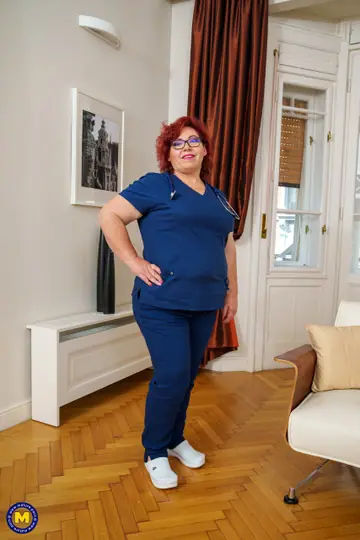 Eva Elle – Chubby Brunette MILF Nurse in a Skirt Strips to Show Off Her Ass