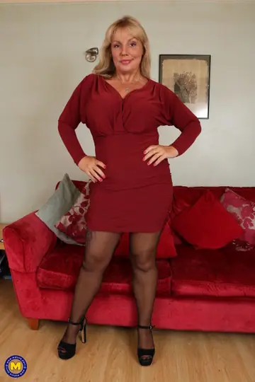 Danielle May – Tall European MILF Sheds Her Red Dress to Reveal Lingerie
