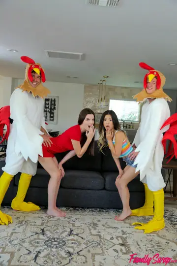 Lulu Chu – Slim Asian Babe in Chicken Costume Sucks Cock