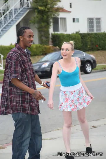Miley May – Short-Haired Blonde Takes Two Black Cocks in Her Ass