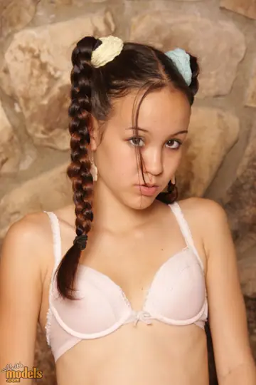 Amai Liu – Slim Asian Brunette with Pigtails Strips Out of Her Lingerie and Spreads