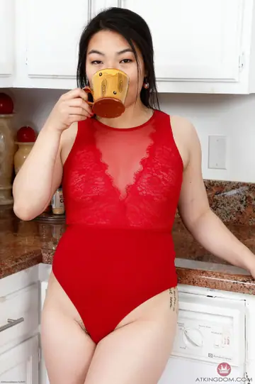 Nari Park – Chubby Asian Babe in Lingerie Spreads Her Hairy Pussy