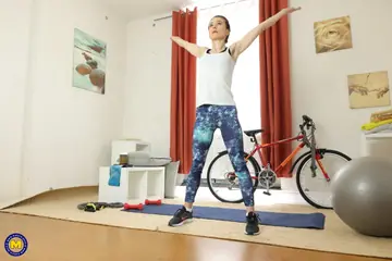Slim Czech MILF Strips Off Her Yoga Pants for Dildo Play