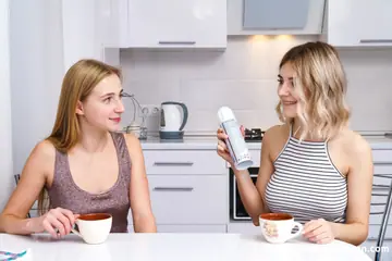 Eva Elfie – Petite Russian and Slim European Blondes Lick and Finger Each Other