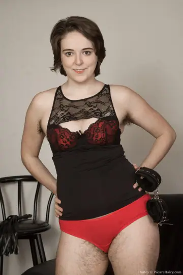 Short-Haired Brunette PAWG in Panties Displays Her Hairy Bush on the Sofa