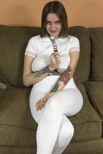 Athena Rayne – Tattooed Brunette with Big Tits Masturbates in Pantyhose