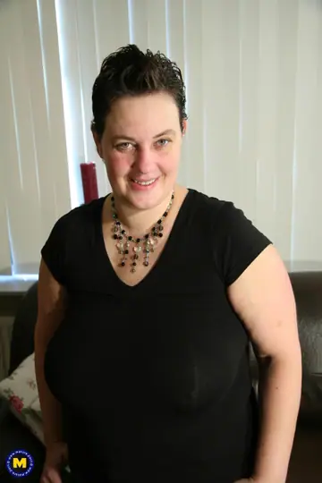 European BBW in a Skirt and Panties Fingers Her Mature Pussy