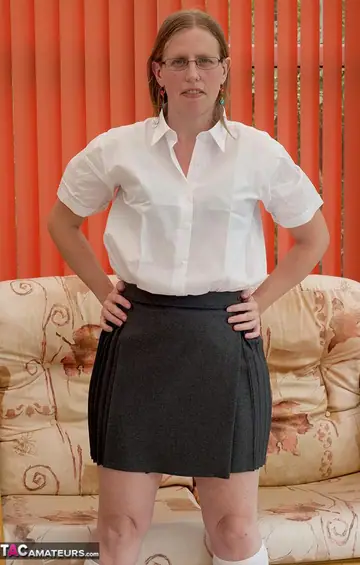 BBW MILF in Uniform Spreads Outdoors