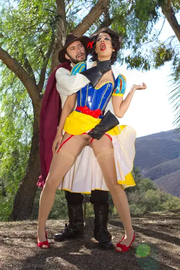 Lyla Storm – Brunette Latina in Costume and Glasses Takes Double Penetration Outdoors