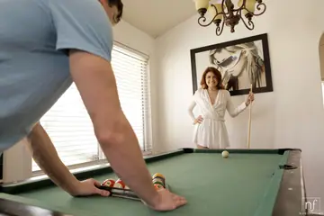 Adria Rae – Brunette Has Sex and Gives a Handjob on the Pool Table