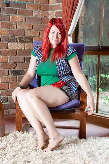 Redhead PAWG Lifts Her Skirt and Spreads Her Hairy Pussy