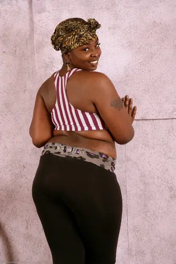 African BBW Strips and Fingers Her Hairy Pussy