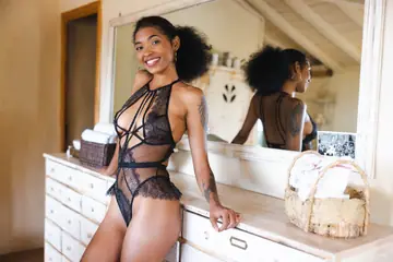 Barbie Reyes – Skinny Brunette Latina Oils Her Tattooed Body