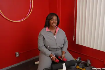 Thick Ebony MILF Undresses in the Gym After Sex