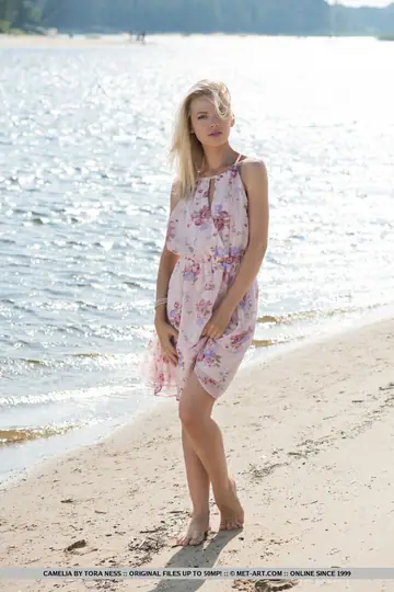 Skinny Blonde PAWG Strips Out of Her Dress and Panties on the Beach