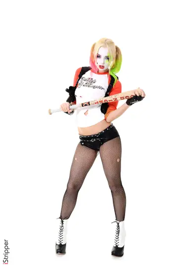 Estonika – Busty Blonde Strips Out of Her Costume and Pantyhose to Use a Dildo