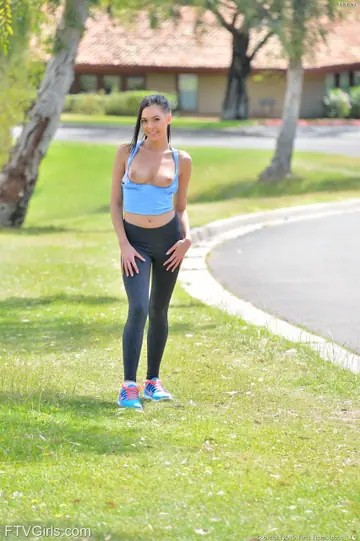 Marley Brinx – Skinny Brunette in Yoga Pants Takes Anal and Uses a Dildo Outdoors