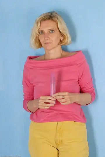 Tall Blonde MILF Masturbates with a Dildo