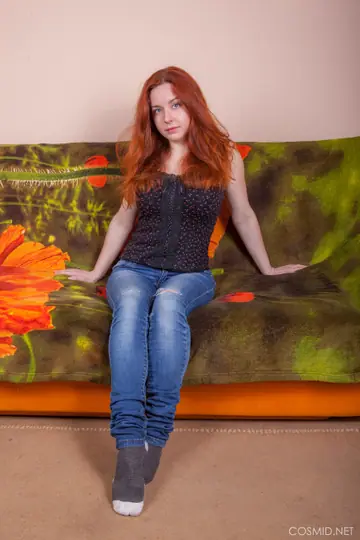 Thick European Redhead Strips Off Her Lingerie and Spreads Her Hairy Pussy