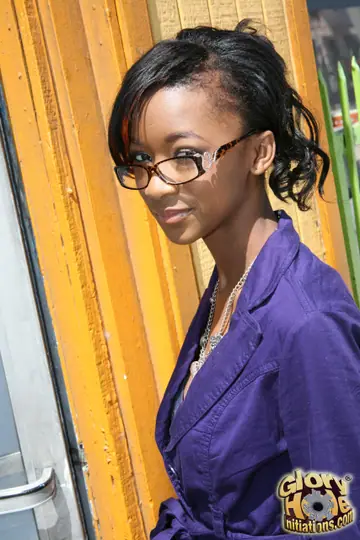 Beck Cohen – Slim Ebony Brunette in Glasses Strips for Gloryhole Sex and Facial