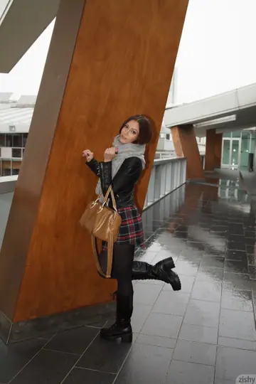 Jaye Lough – Petite Brunette Undresses in Pantyhose and Boots to Show Her Pierced Pussy