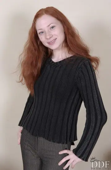 Tall Skinny Redhead Strips Off Her Panties and Spreads Her Pussy