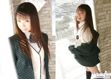 Emiru – Asian Brunette Reveals Her Natural Tits and Hairy Pussy in a Skirt