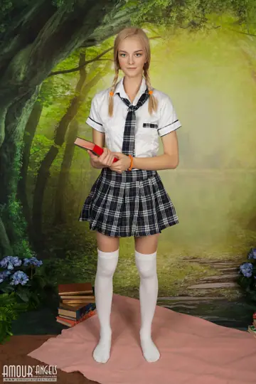 Slim Blonde PAWG Strips Out of Her Uniform and Keeps Her Socks On