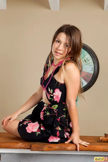 Woman Strips Off Her Floral Dress and Spreads in High Heels
