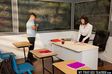 Audrey Noir – Brunette MILF Teacher Gets Fucked in a Skirt and Costume