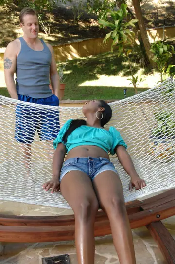 Layton Benton – African Brunette with Big Tits Gives Outdoor Blowjob and Takes Tit Cumshot