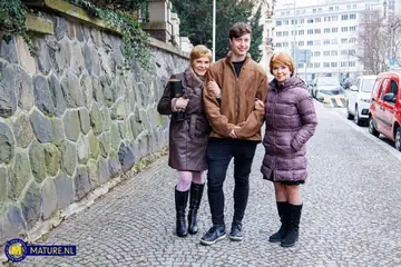 Nicol Mandorla – Two Busty European MILFs Seduce a Man for Outdoor Threesome