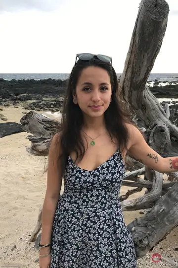 Mi Ha Doan – Petite Asian Brunette Lifts Her Dress to Show Her Hairy Pussy on the Beach