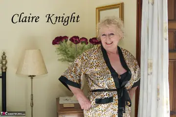 Claire Knight – Blonde BBW Poses in Lingerie and Stockings at the Mirror