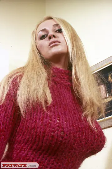 Busty Blonde Fucks, Then Masturbates Hairy Bush on the Sofa