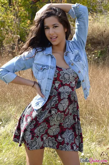 Bella Quinn – Brazilian Latina Teases Her Boobs in a Skirt Outdoors