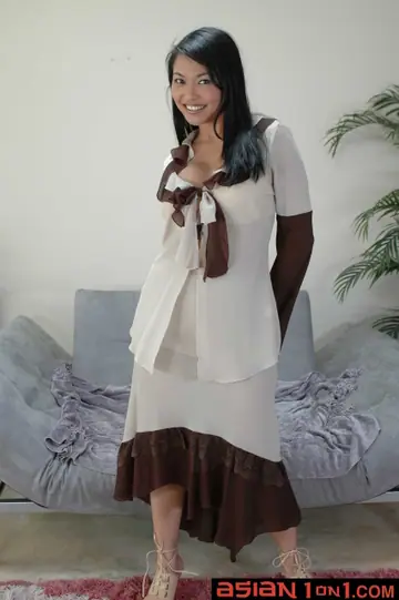 Mika Tan – Brunette Asian Babe in a Skirt Sucks and Fucks for Cum in Mouth