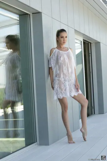 Nikki Dikki – Tall Brunette Strips Off Her Lingerie and Panties for Anal Doggy