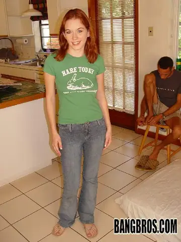 Smokey Flame – Redhead in Jeans Kneels for Interracial Handjob and Blowjob
