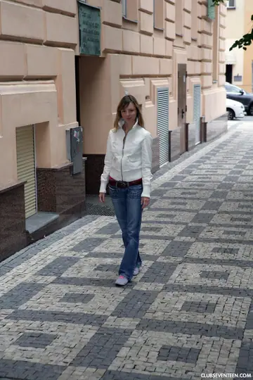 European PAWG in Jeans Sucks and Fucks Outdoors