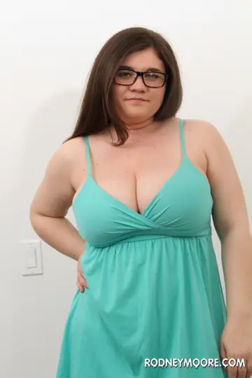 BBW Brunette in Glasses Strips Nude and Shows Off Her Big Tits