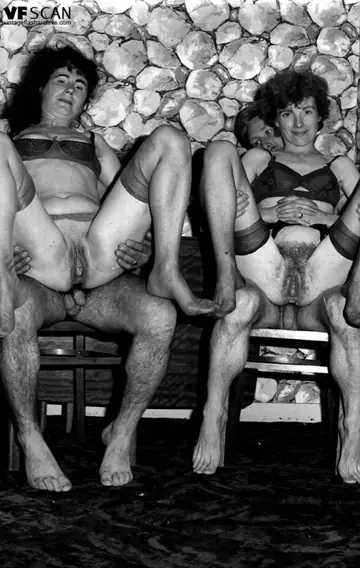 Vintage Lingerie and Stockings Group Sex with Hairy Pussy