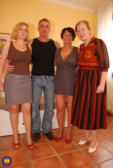 Laura H – European MILF in a Dress Gives Group Blowjobs for Facials