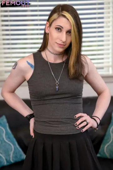 Trans Woman Undresses and Strokes to Full Erection