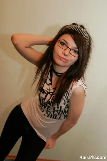 Czech Brunette with Small Natural Tits Takes Off Her Glasses