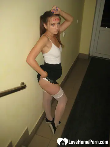 Russian Babe in Stockings Fingers Her Pussy and Spreads Wide