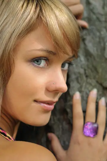 Woman with Small Tits Poses Naked in the Woods