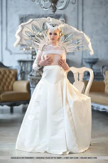 Angelika D – Blonde in Wedding Dress and Stockings Flaunts Her PAWG Ass